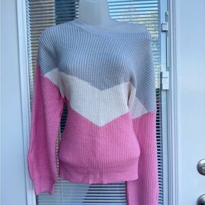 Colorblock Pink and Gray Women's Sweater